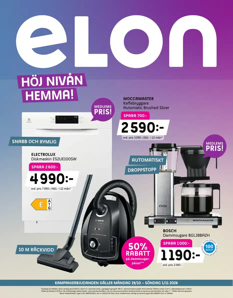 Elon kampanjblad 19/10–1/11 2026, sida 1